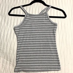 Grey and white striped shirt